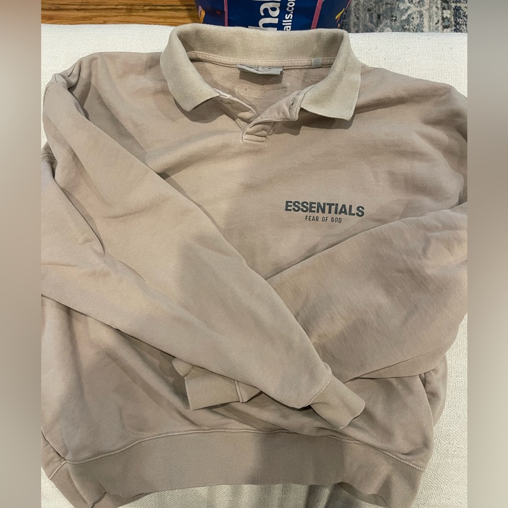 Essentials tan collared crew neck